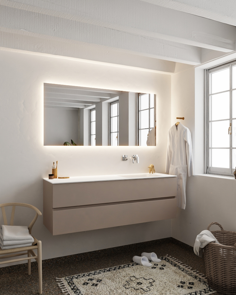 MONDIAZ VICA 150cm mueble de baño Smoke 2 cajones lavabo CLOUD Derecho sin orificio con espejo LED. 2 MONDIAZ VICA 150cm mueble de baño Smoke 2 cajones lavabo CLOUD Derecho sin orificio con espejo LED. - Imagen 2