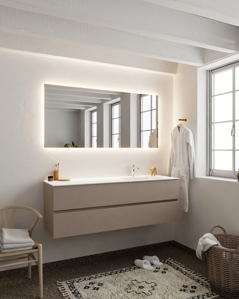 MONDIAZ VICA 150cm mueble de baño Smoke 2 cajones lavabo CLOUD Derecho 1 orificio con espejo LED. 2 MONDIAZ VICA 150cm mueble de baño Smoke 2 cajones lavabo CLOUD Derecho 1 orificio con espejo LED. - Imagen 2