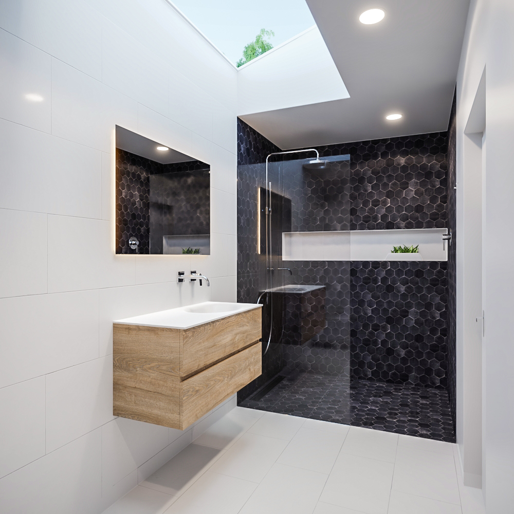 Mueble de baño 100 cm Vica Wood roble natural con 2 cajones, lavabo de Solid surface seno derecho con 0 orificio(s) para el grifo. 14 Mueble de baño 100 cm Vica Wood roble natural con 2 cajones, lavabo de Solid surface seno derecho con 0 orificio(s) para el grifo. - Imagen 14