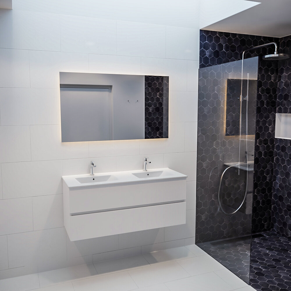 MONDIAZ VICA 120cm mueble de baño Talc 2 cajones lavabo DENIA Doble 2 orificios. 3 MONDIAZ VICA 120cm mueble de baño Talc 2 cajones lavabo DENIA Doble 2 orificios. - Imagen 3