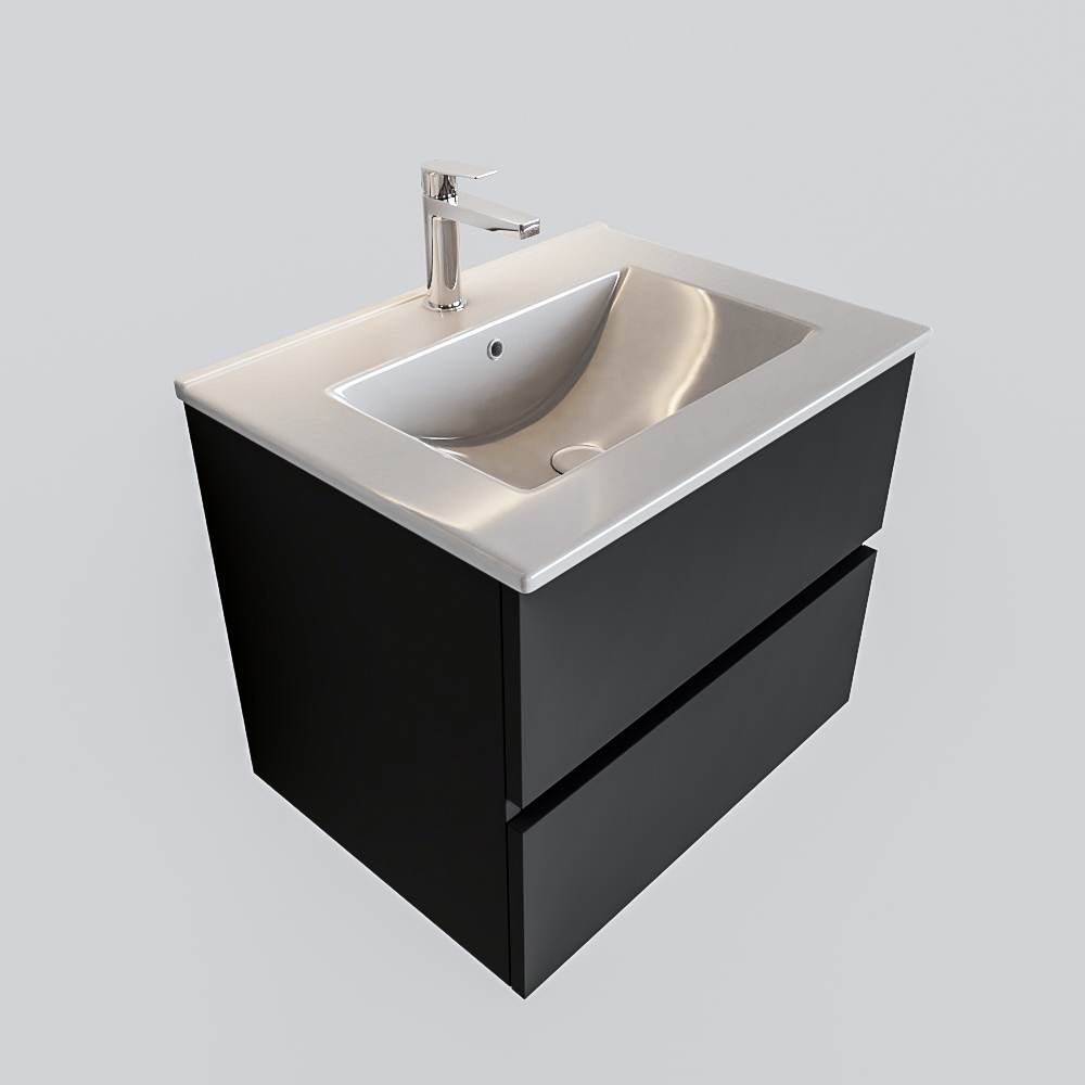MONDIAZ VICA 60cm mueble de baño Dark Grey 2 cajones lavabo DENIA Centro 1 orificio. 4 MONDIAZ VICA 60cm mueble de baño Dark Grey 2 cajones lavabo DENIA Centro 1 orificio. - Imagen 4