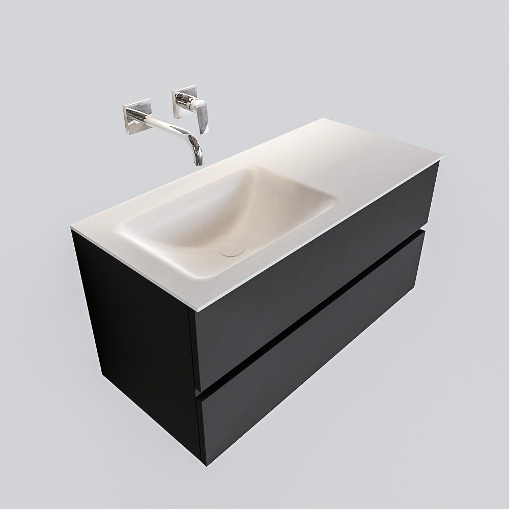 MONDIAZ VICA 100cm mueble de baño Dark Grey 2 cajones lavabo CLOUD Izquierda sin orificio. 4 MONDIAZ VICA 100cm mueble de baño Dark Grey 2 cajones lavabo CLOUD Izquierda sin orificio. - Imagen 4