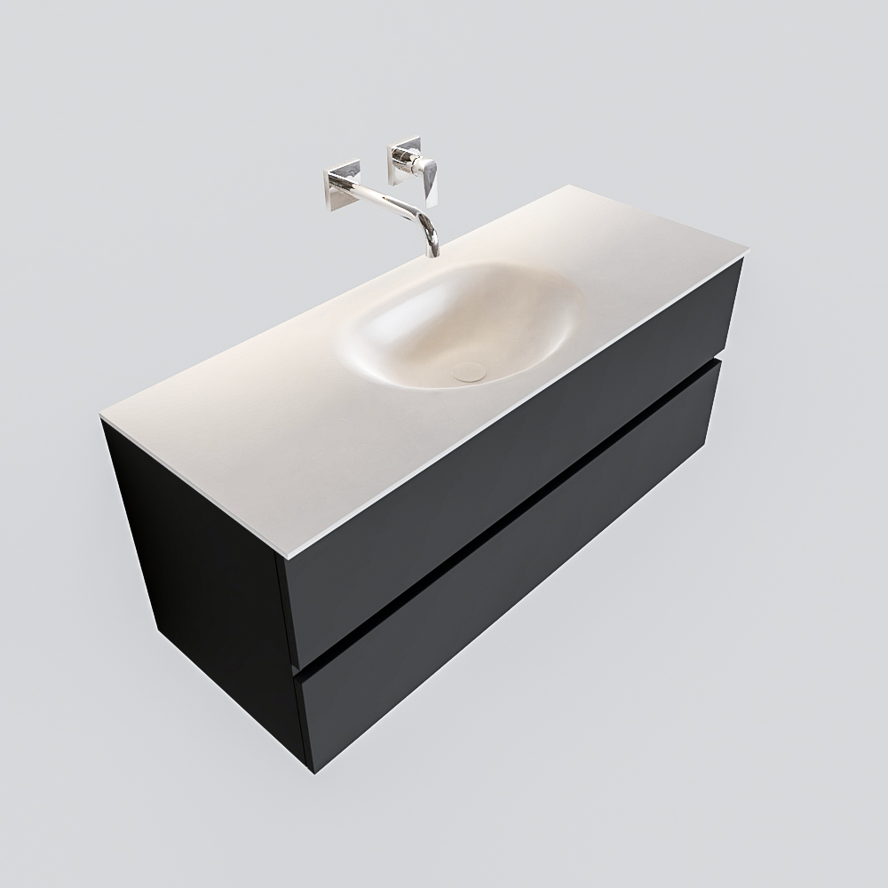 Mueble de baño 120 cm Antracita con 2 cajones, lavabo de Solid surface seno centrado con 0 orificio(s) para el grifo. 12 Mueble de baño 120 cm Antracita con 2 cajones, lavabo de Solid surface seno centrado con 0 orificio(s) para el grifo. - Imagen 12