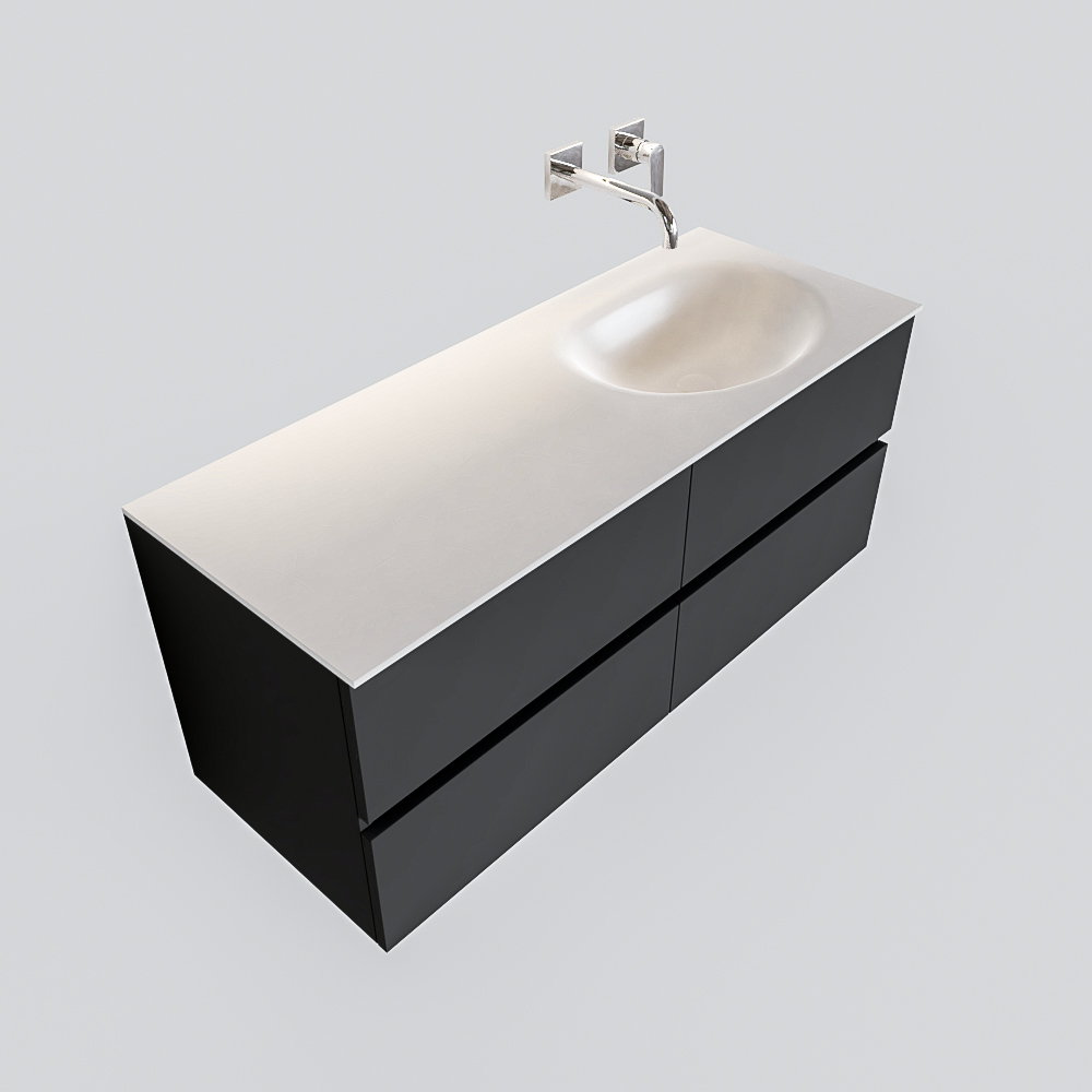 Mueble de baño 120 cm Antracita con 4 cajones, lavabo de Solid surface seno derecho con 0 orificio(s) para el grifo. 12 Mueble de baño 120 cm Antracita con 4 cajones, lavabo de Solid surface seno derecho con 0 orificio(s) para el grifo. - Imagen 12