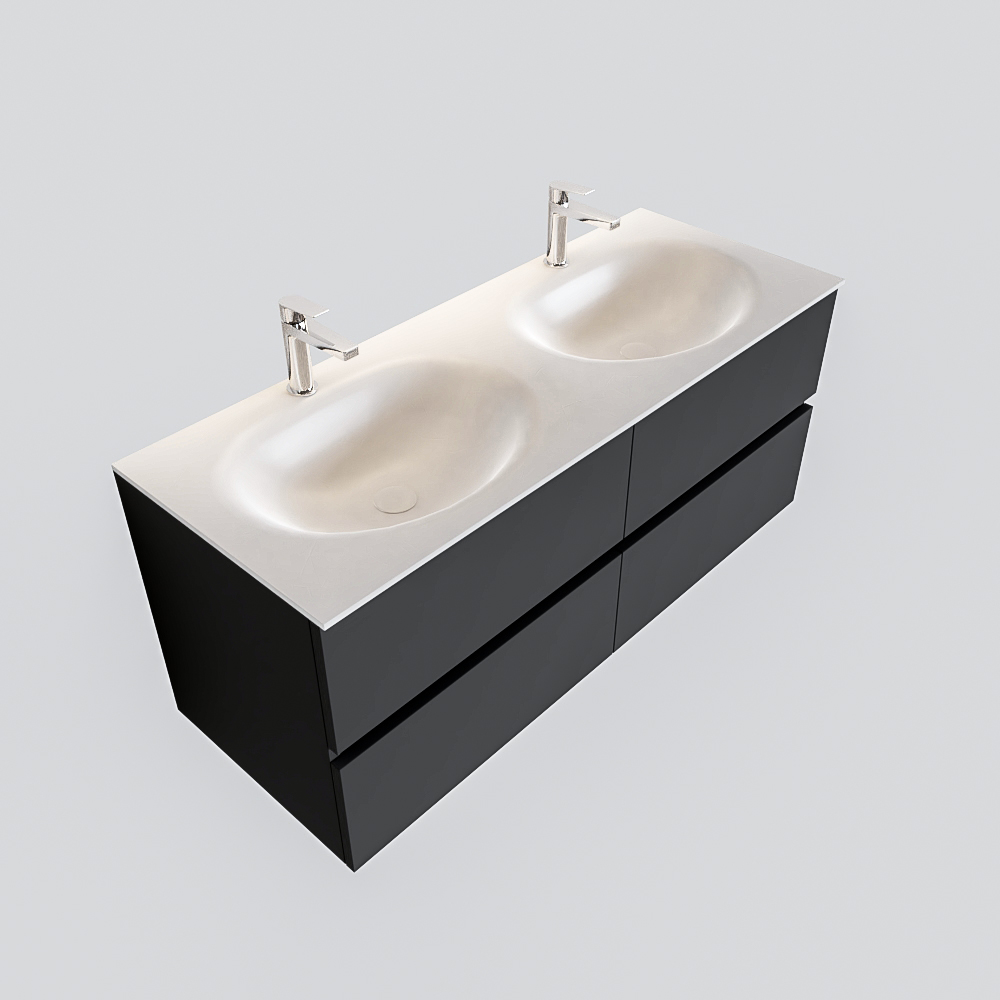 Mueble de baño 120 cm Antracita con 4 cajones, lavabo de Solid surface seno doble con 2 orificio(s) para el grifo.673,90 12 Mueble de baño 120 cm Antracita con 4 cajones, lavabo de Solid surface seno doble con 2 orificio(s) para el grifo.673,90 - Imagen 12