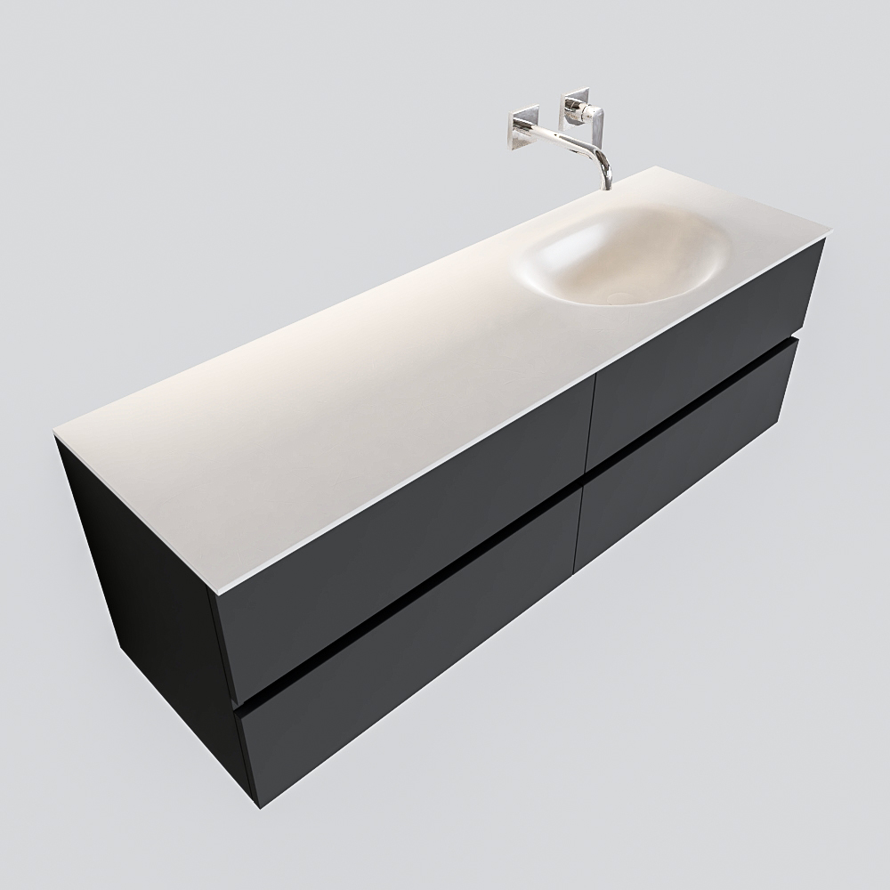 Mueble de baño 150 cm Antracita con 4 cajones, lavabo de Solid surface seno derecho con 0 orificio(s) para el grifo. 11 Mueble de baño 150 cm Antracita con 4 cajones, lavabo de Solid surface seno derecho con 0 orificio(s) para el grifo. - Imagen 11