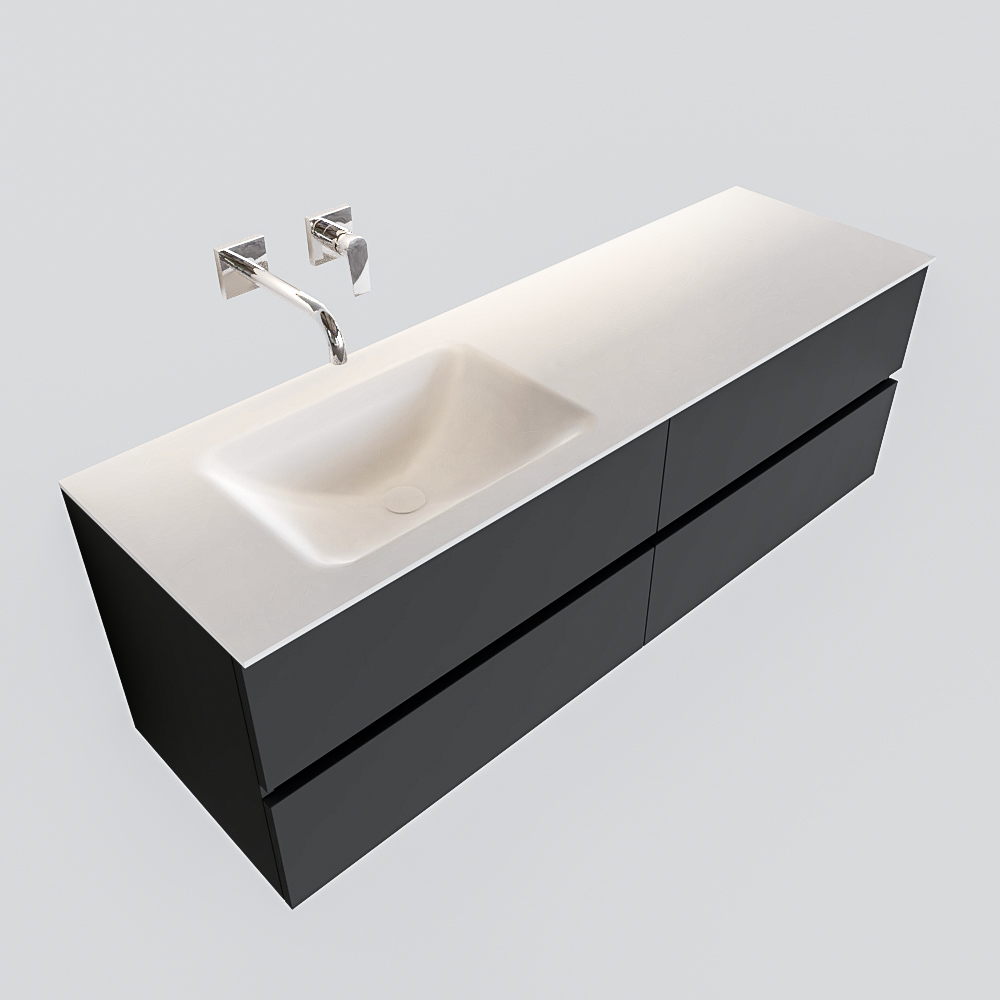 MONDIAZ VICA 150cm mueble de baño Dark Grey 4 cajones lavabo CLOUD Izquierda sin orificio. 4 MONDIAZ VICA 150cm mueble de baño Dark Grey 4 cajones lavabo CLOUD Izquierda sin orificio. - Imagen 4