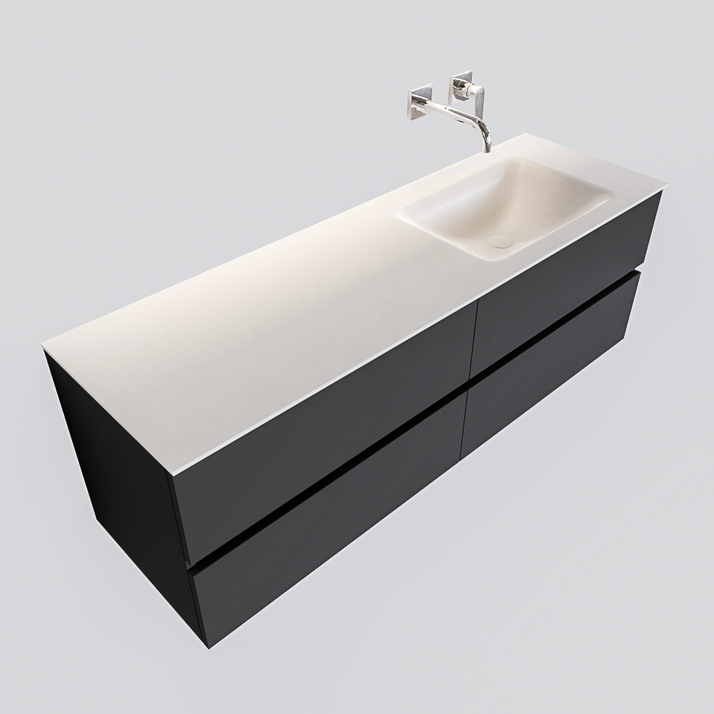 MONDIAZ VICA 150cm mueble de baño Dark Grey 4 cajones lavabo CLOUD Derecho sin orificio. 4 MONDIAZ VICA 150cm mueble de baño Dark Grey 4 cajones lavabo CLOUD Derecho sin orificio. - Imagen 4