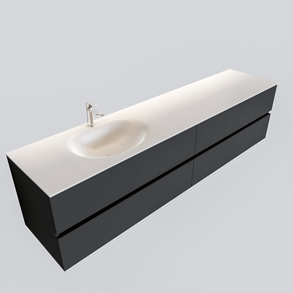 MONDIAZ VICA 200cm mueble de baño Dark Grey 4 cajones lavabo MOON Izquierda 1 orificio. 4 MONDIAZ VICA 200cm mueble de baño Dark Grey 4 cajones lavabo MOON Izquierda 1 orificio. - Imagen 4