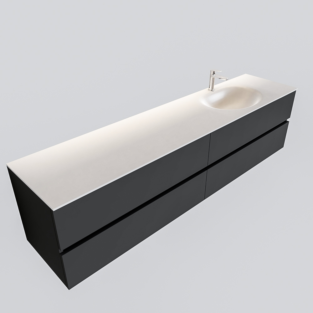MONDIAZ VICA 200cm mueble de baño Dark Grey 4 cajones lavabo MOON Derecho 1 orificio. 4 MONDIAZ VICA 200cm mueble de baño Dark Grey 4 cajones lavabo MOON Derecho 1 orificio. - Imagen 4