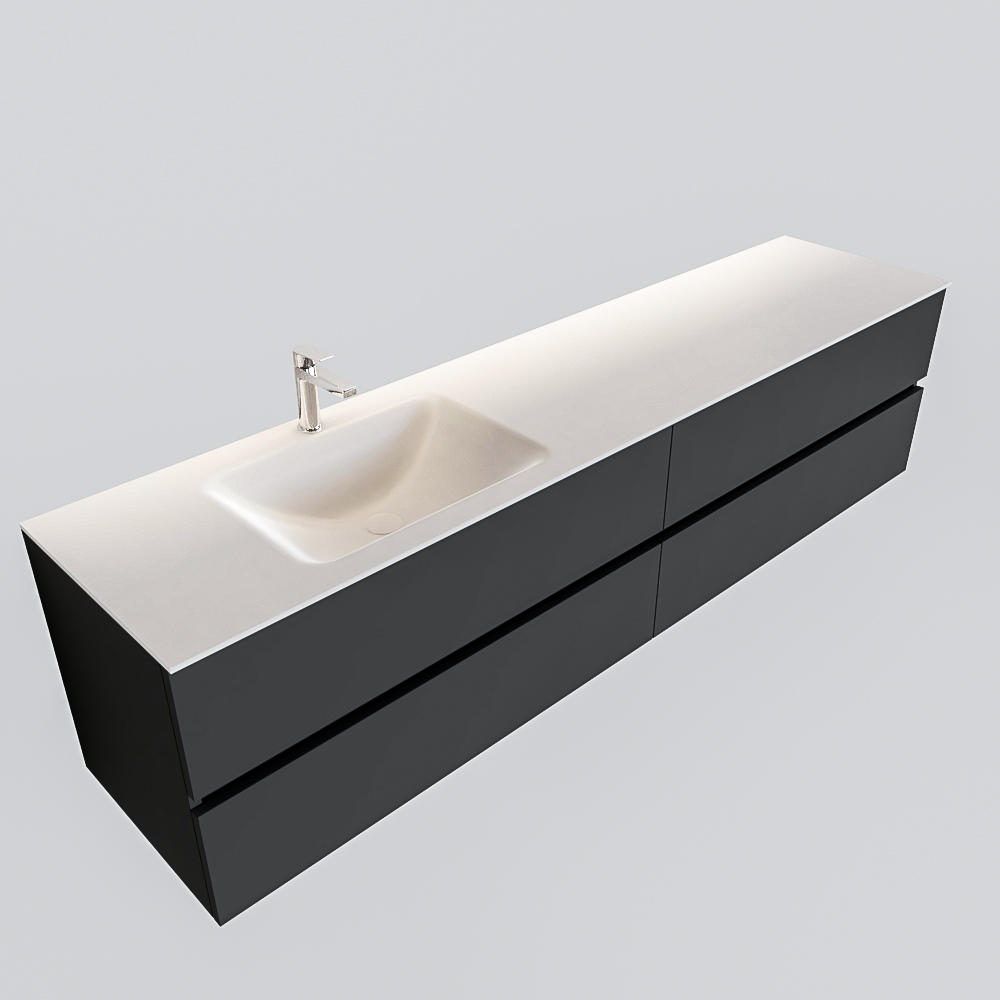 MONDIAZ VICA 200cm mueble de baño Dark Grey 4 cajones lavabo CLOUD Izquierda 1 orificio. 4 MONDIAZ VICA 200cm mueble de baño Dark Grey 4 cajones lavabo CLOUD Izquierda 1 orificio. - Imagen 4
