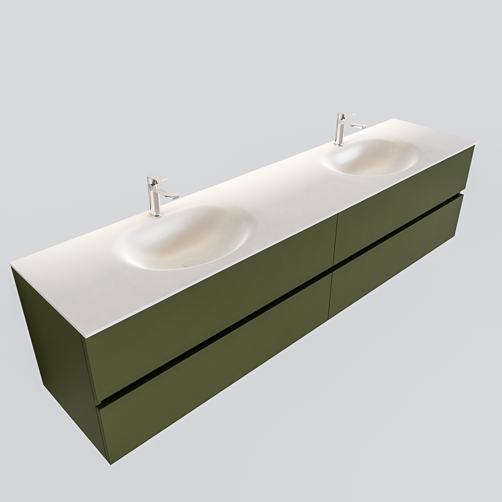 MONDIAZ VICA 200cm mueble de baño Army 4 cajones lavabo MOON Doble 2 orificios. 4 MONDIAZ VICA 200cm mueble de baño Army 4 cajones lavabo MOON Doble 2 orificios. - Imagen 4