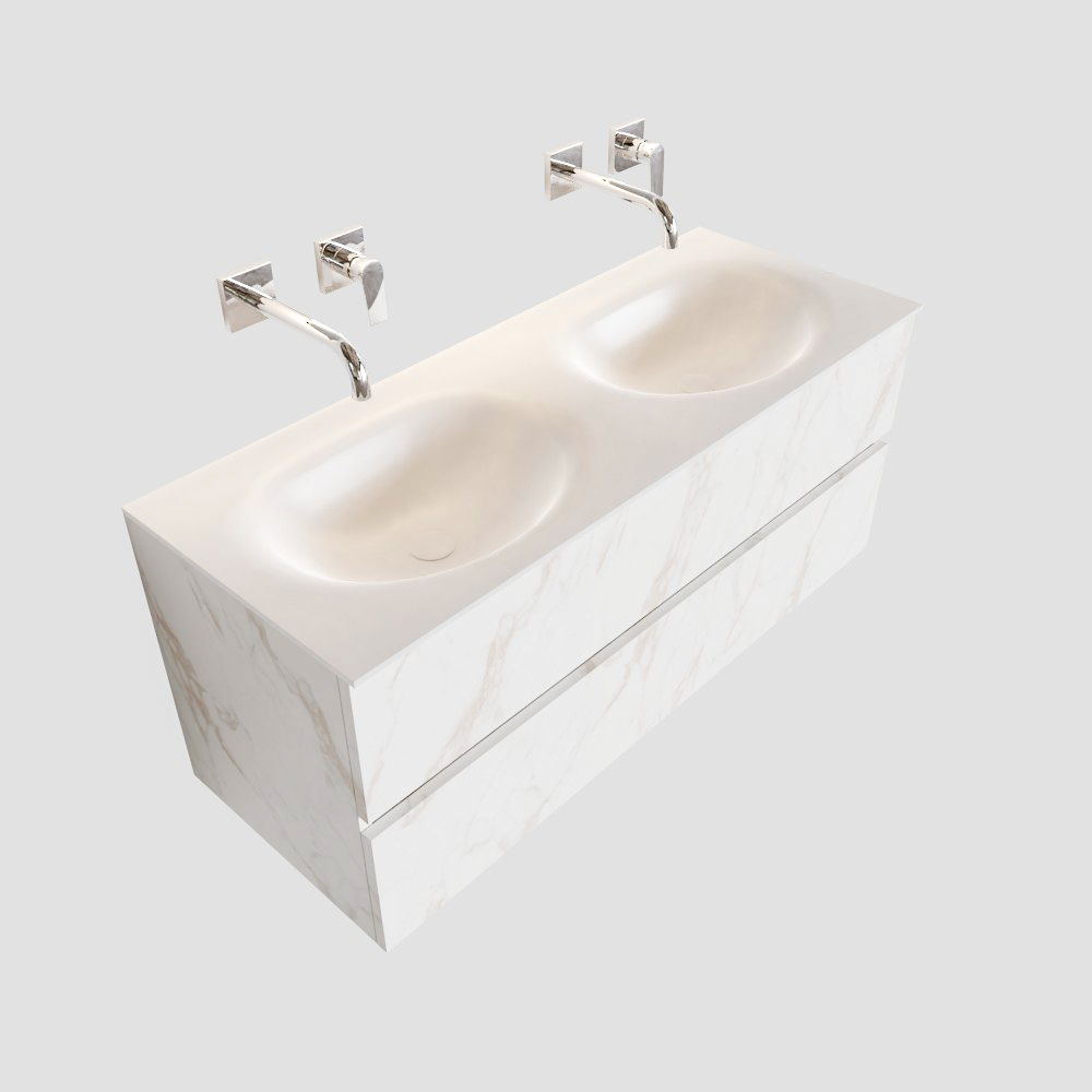 Mueble de baño Vica 120 cm carrara mat con 2 cajones, lavabo de Solid surface seno doble con 0 orificio(s) para el grifo. 13 Mueble de baño Vica 120 cm carrara mat con 2 cajones, lavabo de Solid surface seno doble con 0 orificio(s) para el grifo. - Imagen 13