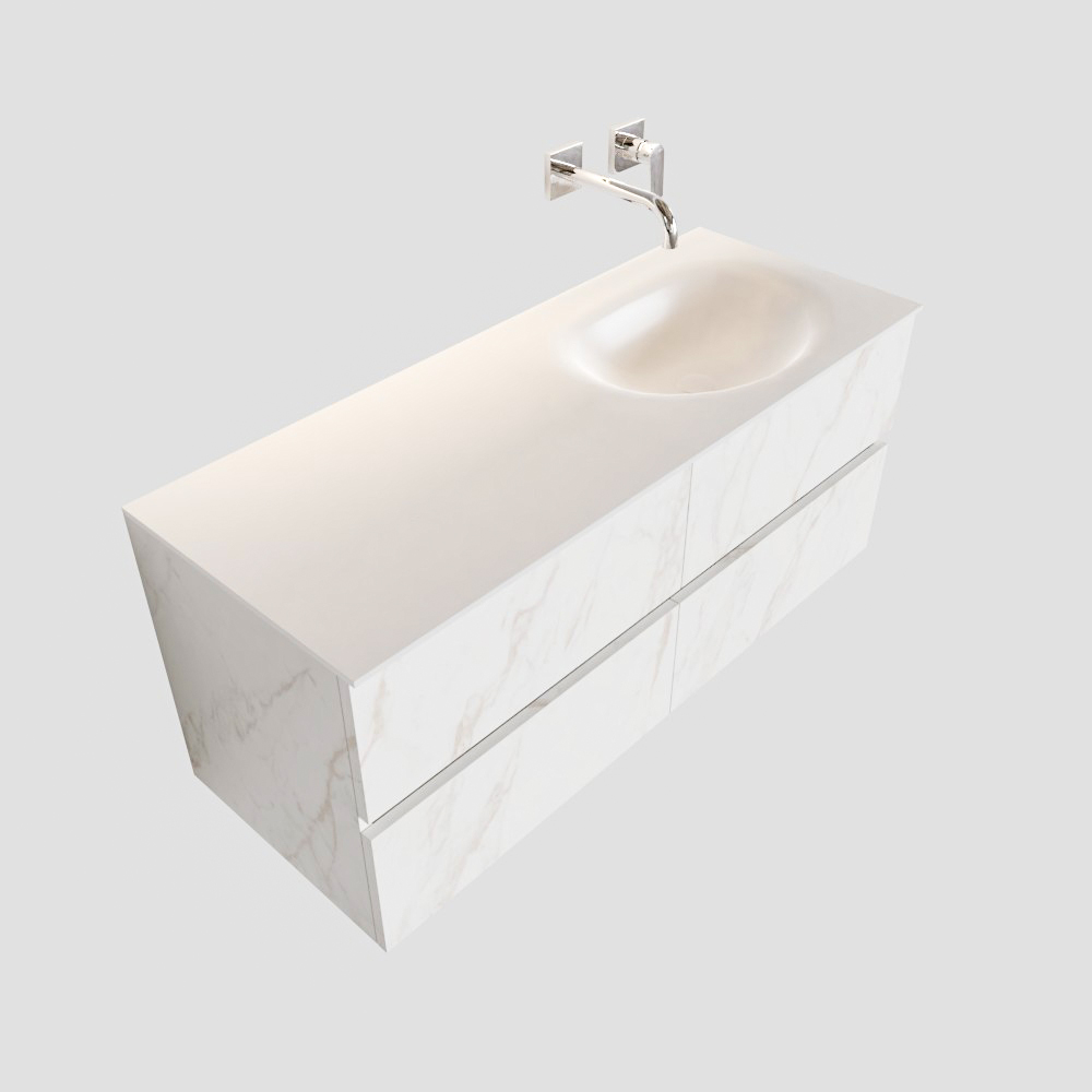Mueble de baño Vica 120 cm carrara mat con 4 cajones, lavabo de Solid surface seno derecho con 0 orificio(s) para el grifo. 12 Mueble de baño Vica 120 cm carrara mat con 4 cajones, lavabo de Solid surface seno derecho con 0 orificio(s) para el grifo. - Imagen 12