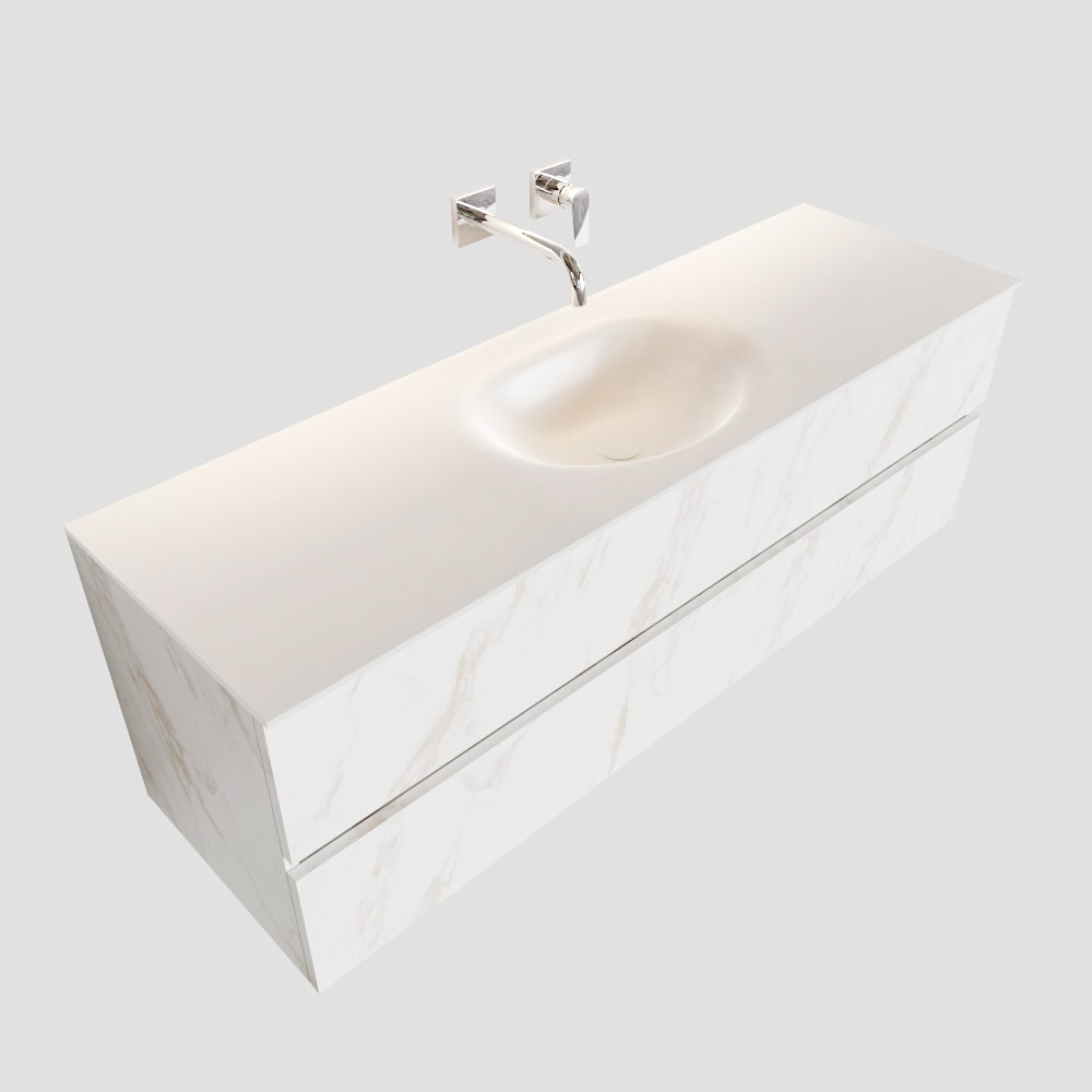 MONDIAZ VICA 150cm mueble de baño Carrara 2 cajones lavabo MOON Centro sin orificio. 4 MONDIAZ VICA 150cm mueble de baño Carrara 2 cajones lavabo MOON Centro sin orificio. - Imagen 4
