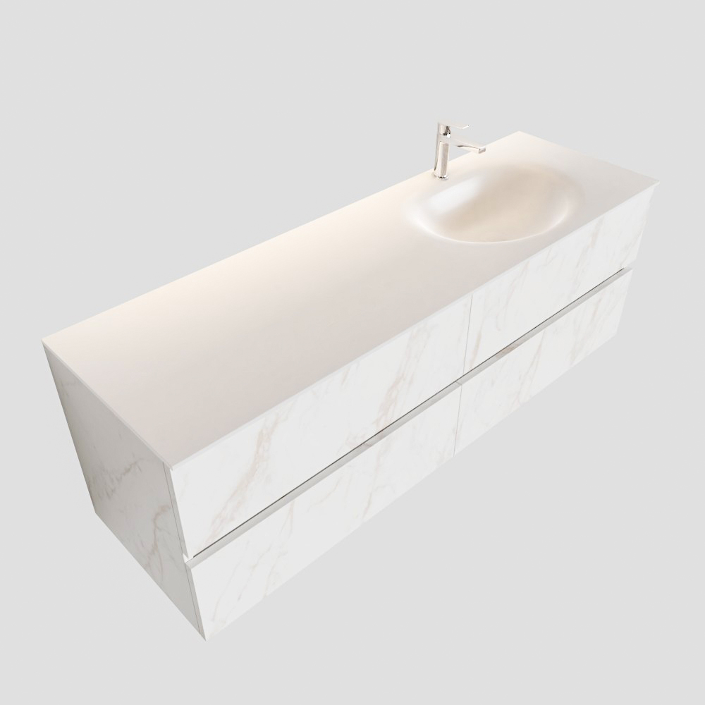 MONDIAZ VICA 150cm mueble de baño Carrara 4 cajones lavabo MOON Derecho 1 orificio. 4 MONDIAZ VICA 150cm mueble de baño Carrara 4 cajones lavabo MOON Derecho 1 orificio. - Imagen 4