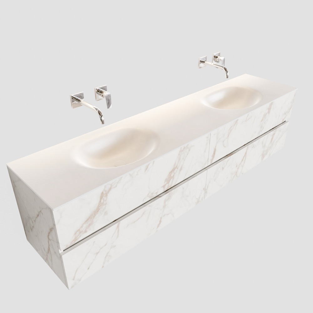 MONDIAZ VICA 200cm mueble de baño Carrara 4 cajones lavabo MOON Doble sin orificio. 4 MONDIAZ VICA 200cm mueble de baño Carrara 4 cajones lavabo MOON Doble sin orificio. - Imagen 4