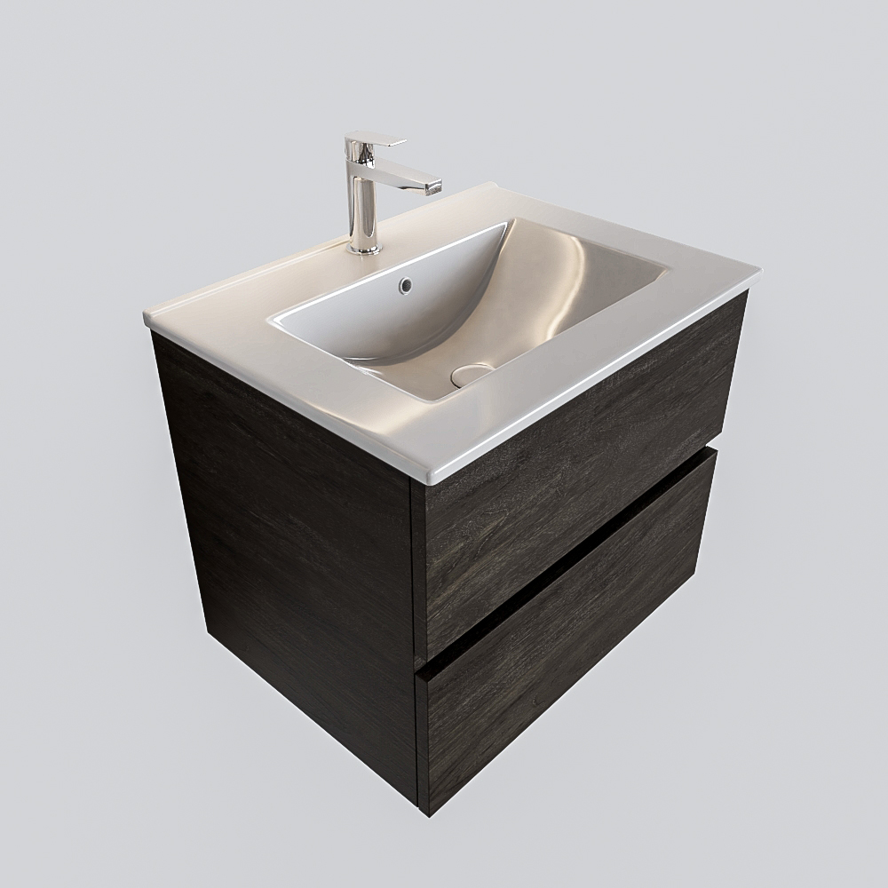 MONDIAZ VICA 60cm mueble de baño Dark Brown 2 cajones lavabo DENIA Centro 1 orificio. 4 MONDIAZ VICA 60cm mueble de baño Dark Brown 2 cajones lavabo DENIA Centro 1 orificio. - Imagen 4