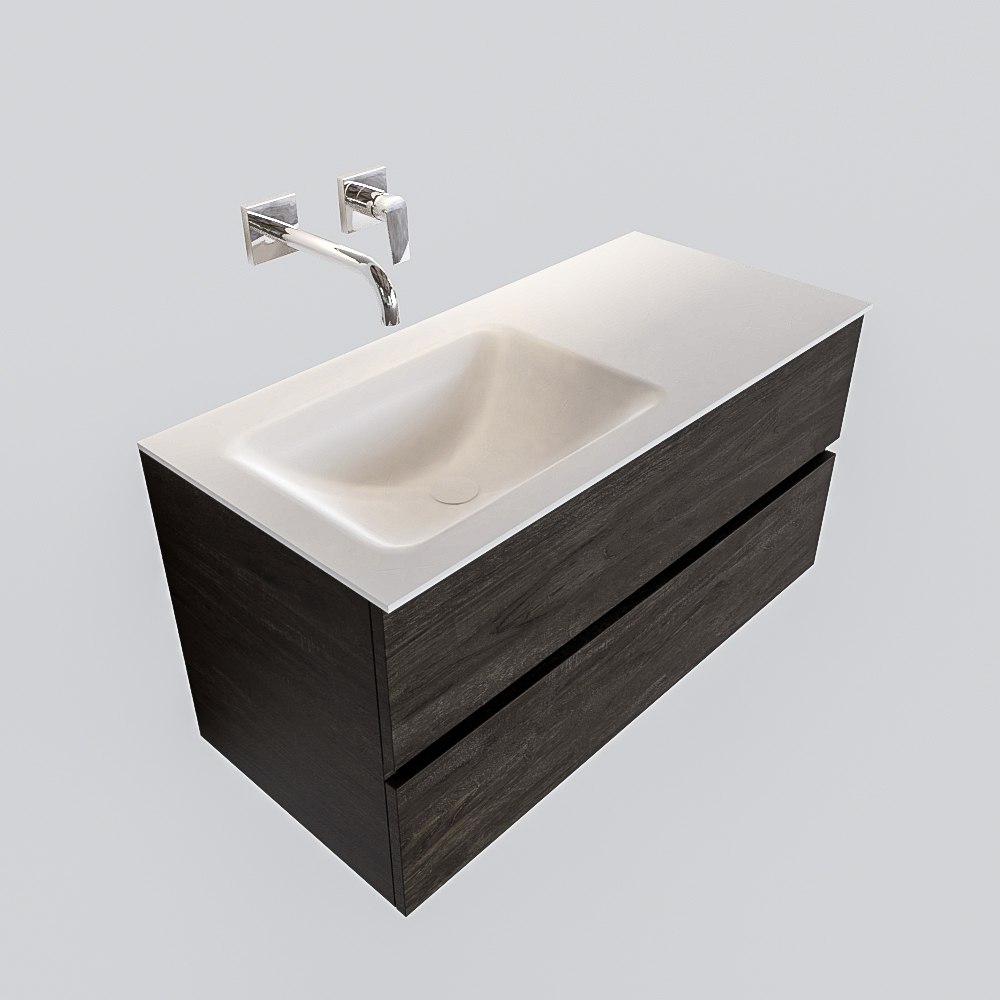 MONDIAZ VICA 100cm mueble de baño Dark Brown 2 cajones lavabo CLOUD Izquierda sin orificio. 4 MONDIAZ VICA 100cm mueble de baño Dark Brown 2 cajones lavabo CLOUD Izquierda sin orificio. - Imagen 4
