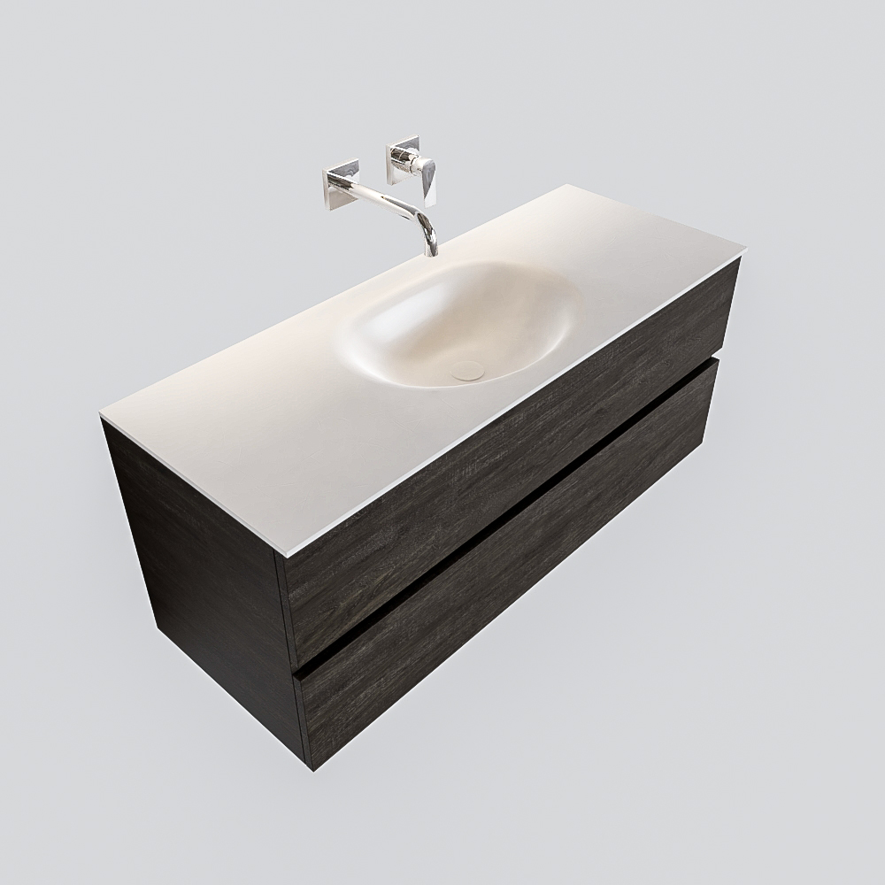 Mueble de baño 120 cm Wood nogal con 2 cajones, lavabo de Solid surface seno centrado con 0 orificio(s) para el grifo. 12 Mueble de baño 120 cm Wood nogal con 2 cajones, lavabo de Solid surface seno centrado con 0 orificio(s) para el grifo. - Imagen 12