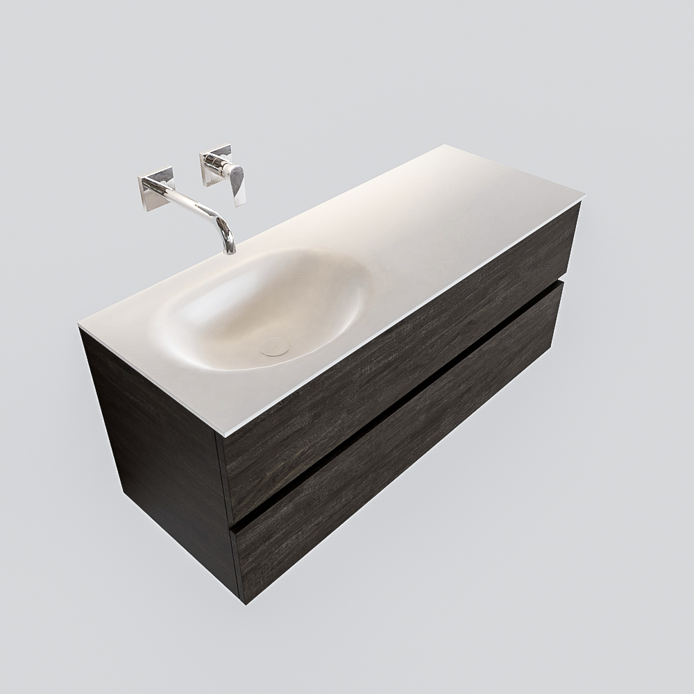 Mueble de baño 120 cm Wood nogal con 2 cajones, lavabo de Solid surface seno izquierdo con 0 orificio(s) para el grifo. 12 Mueble de baño 120 cm Wood nogal con 2 cajones, lavabo de Solid surface seno izquierdo con 0 orificio(s) para el grifo. - Imagen 12