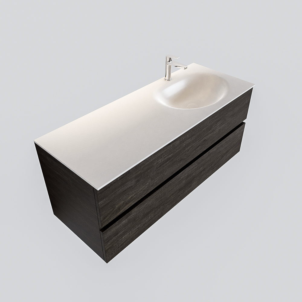 Mueble de baño 120 cm Wood nogal con 2 cajones, lavabo de Solid surface seno derecho con 1 orificio(s) para el grifo. 12 Mueble de baño 120 cm Wood nogal con 2 cajones, lavabo de Solid surface seno derecho con 1 orificio(s) para el grifo. - Imagen 12