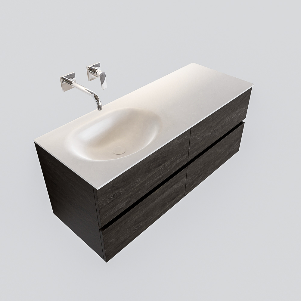 Mueble de baño 120 cm Wood nogal con 4 cajones, lavabo de Solid surface seno izquierdo con 0 orificio(s) para el grifo. 12 Mueble de baño 120 cm Wood nogal con 4 cajones, lavabo de Solid surface seno izquierdo con 0 orificio(s) para el grifo. - Imagen 12