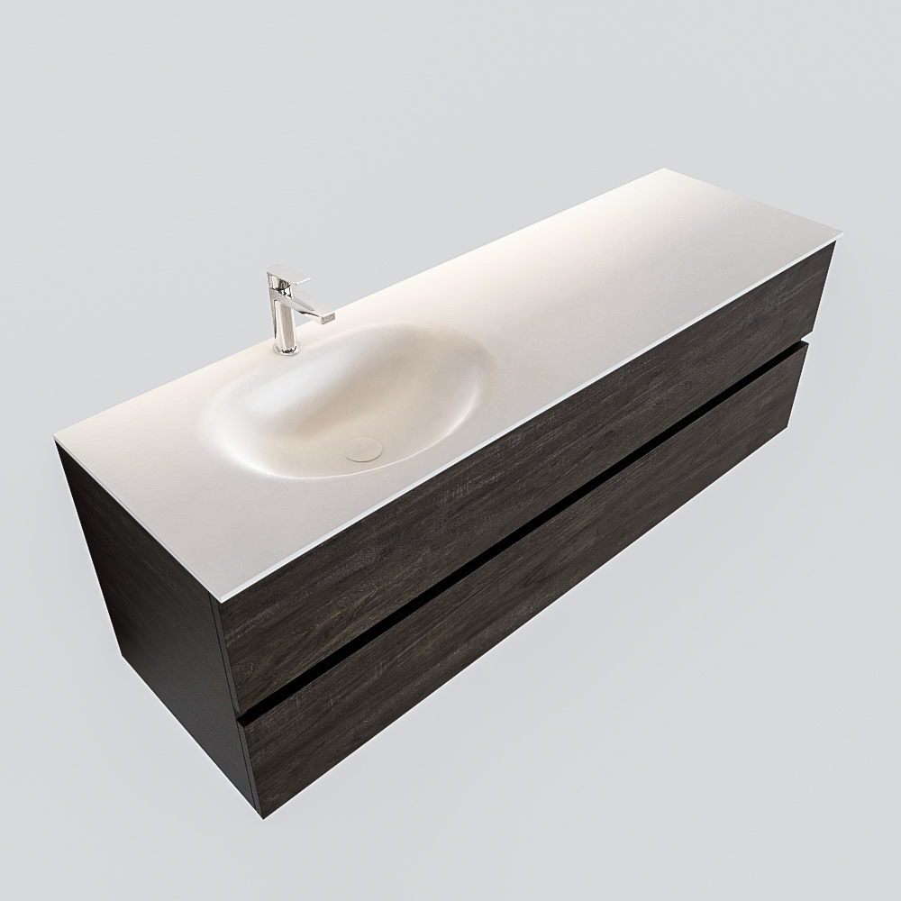 Mueble de baño 150 cm Wood nogal con 2 cajones, lavabo de Solid surface seno izquierdo con 1 orificio(s) para el grifo. 11 Mueble de baño 150 cm Wood nogal con 2 cajones, lavabo de Solid surface seno izquierdo con 1 orificio(s) para el grifo. - Imagen 11