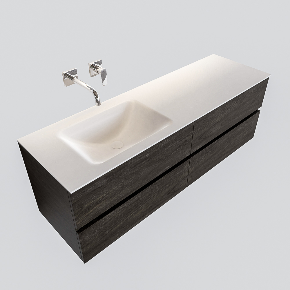 MONDIAZ VICA 150cm mueble de baño Dark Brown 4 cajones lavabo CLOUD Izquierda sin orificio. 4 MONDIAZ VICA 150cm mueble de baño Dark Brown 4 cajones lavabo CLOUD Izquierda sin orificio. - Imagen 4