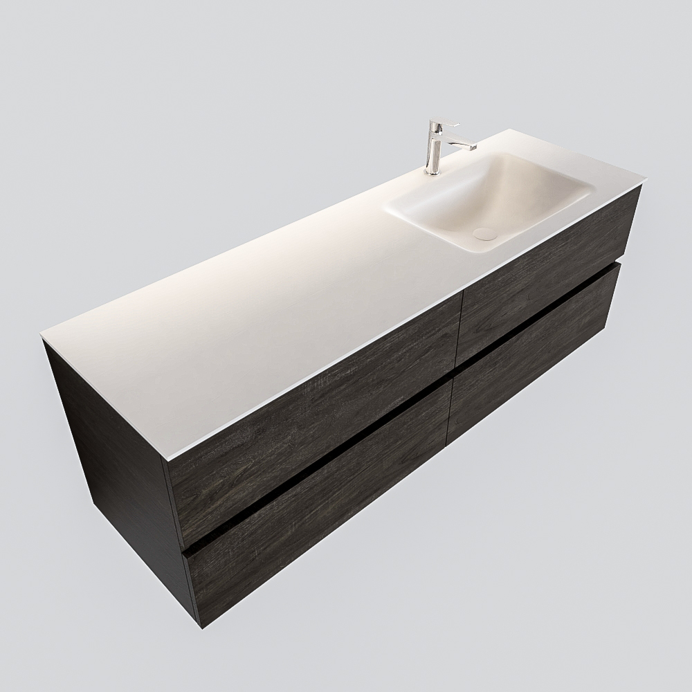 MONDIAZ VICA 150cm mueble de baño Dark Brown 4 cajones lavabo CLOUD Derecho 1 orificio. 4 MONDIAZ VICA 150cm mueble de baño Dark Brown 4 cajones lavabo CLOUD Derecho 1 orificio. - Imagen 4