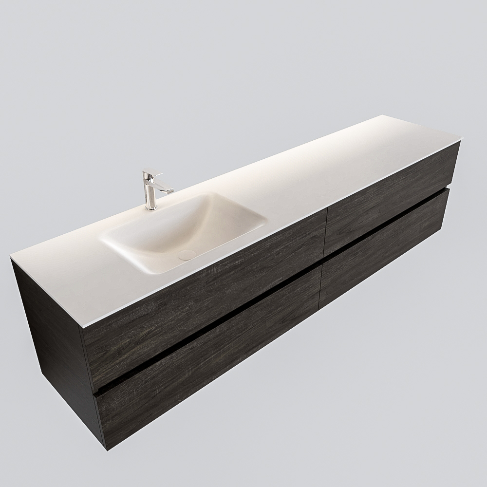 MONDIAZ VICA 200cm mueble de baño Dark Brown 4 cajones lavabo CLOUD Izquierda 1 orificio. 4 MONDIAZ VICA 200cm mueble de baño Dark Brown 4 cajones lavabo CLOUD Izquierda 1 orificio. - Imagen 4