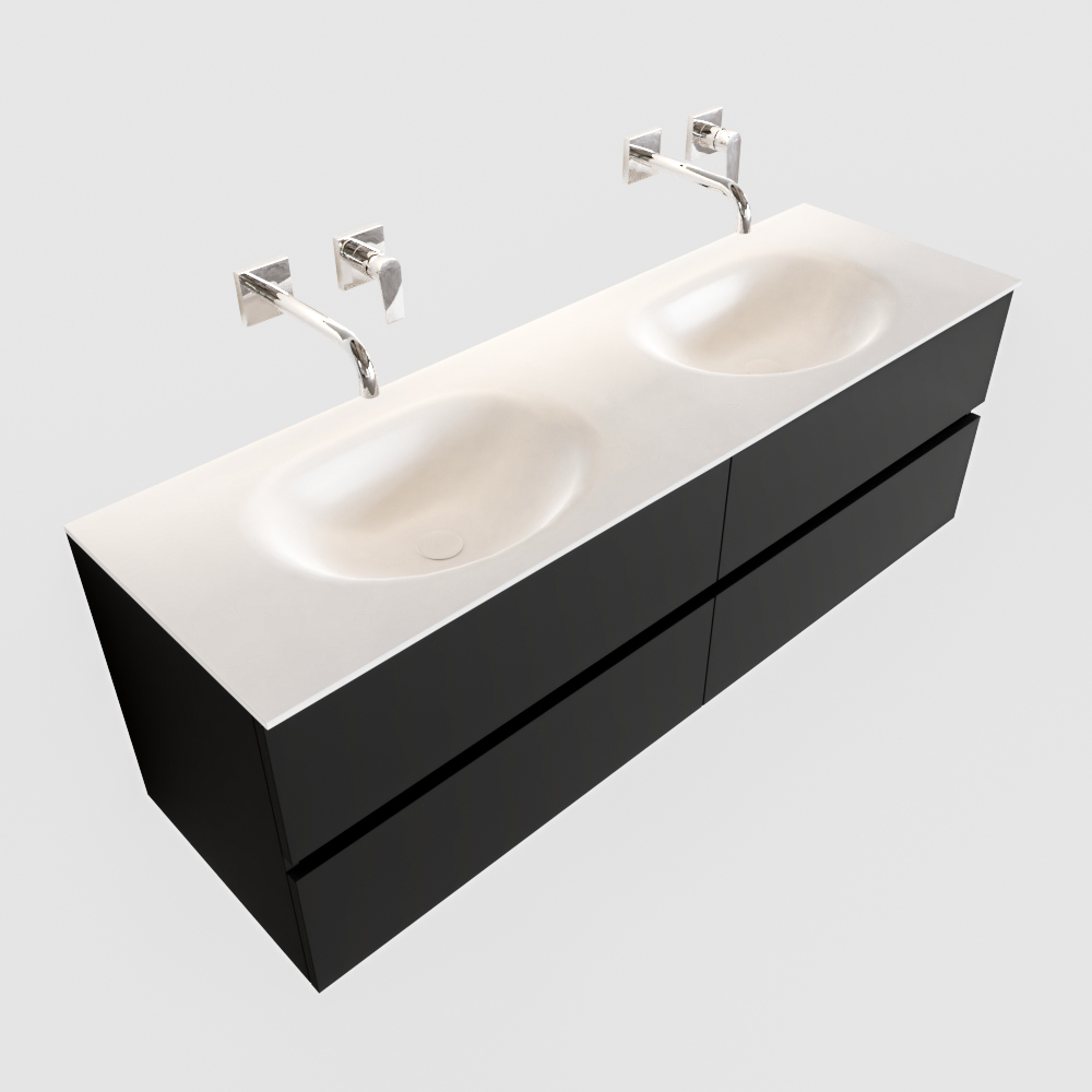 MONDIAZ VICA 150cm mueble de baño Urban 4 cajones lavabo MOON Doble sin orificio. 4 MONDIAZ VICA 150cm mueble de baño Urban 4 cajones lavabo MOON Doble sin orificio. - Imagen 4
