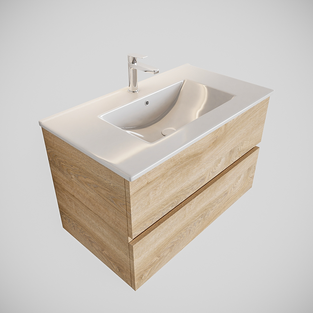 MONDIAZ VICA 80cm mueble de baño Washed Oak 2 cajones lavabo DENIA Centro 1 orificio. 4 MONDIAZ VICA 80cm mueble de baño Washed Oak 2 cajones lavabo DENIA Centro 1 orificio. - Imagen 4
