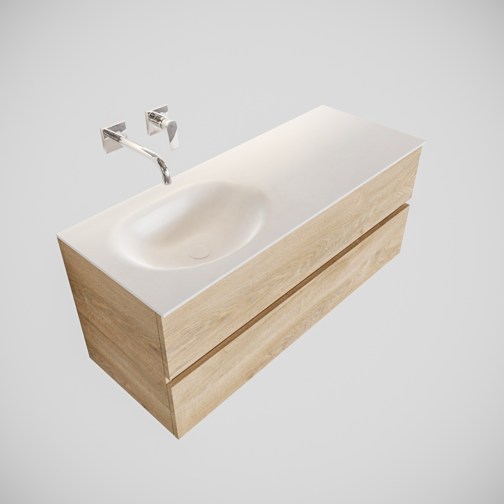 Mueble de baño 120 cm Wood roble natural con 2 cajones, lavabo de Solid surface seno izquierdo con 0 orificio(s) para el grifo. 32 Mueble de baño 120 cm Wood roble natural con 2 cajones, lavabo de Solid surface seno izquierdo con 0 orificio(s) para el grifo. - Imagen 32