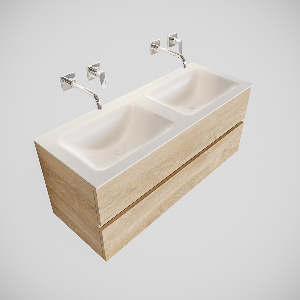 MONDIAZ VICA 120cm mueble de baño Washed Oak 2 cajones lavabo CLOUD Doble sin orificio. 4 MONDIAZ VICA 120cm mueble de baño Washed Oak 2 cajones lavabo CLOUD Doble sin orificio. - Imagen 4