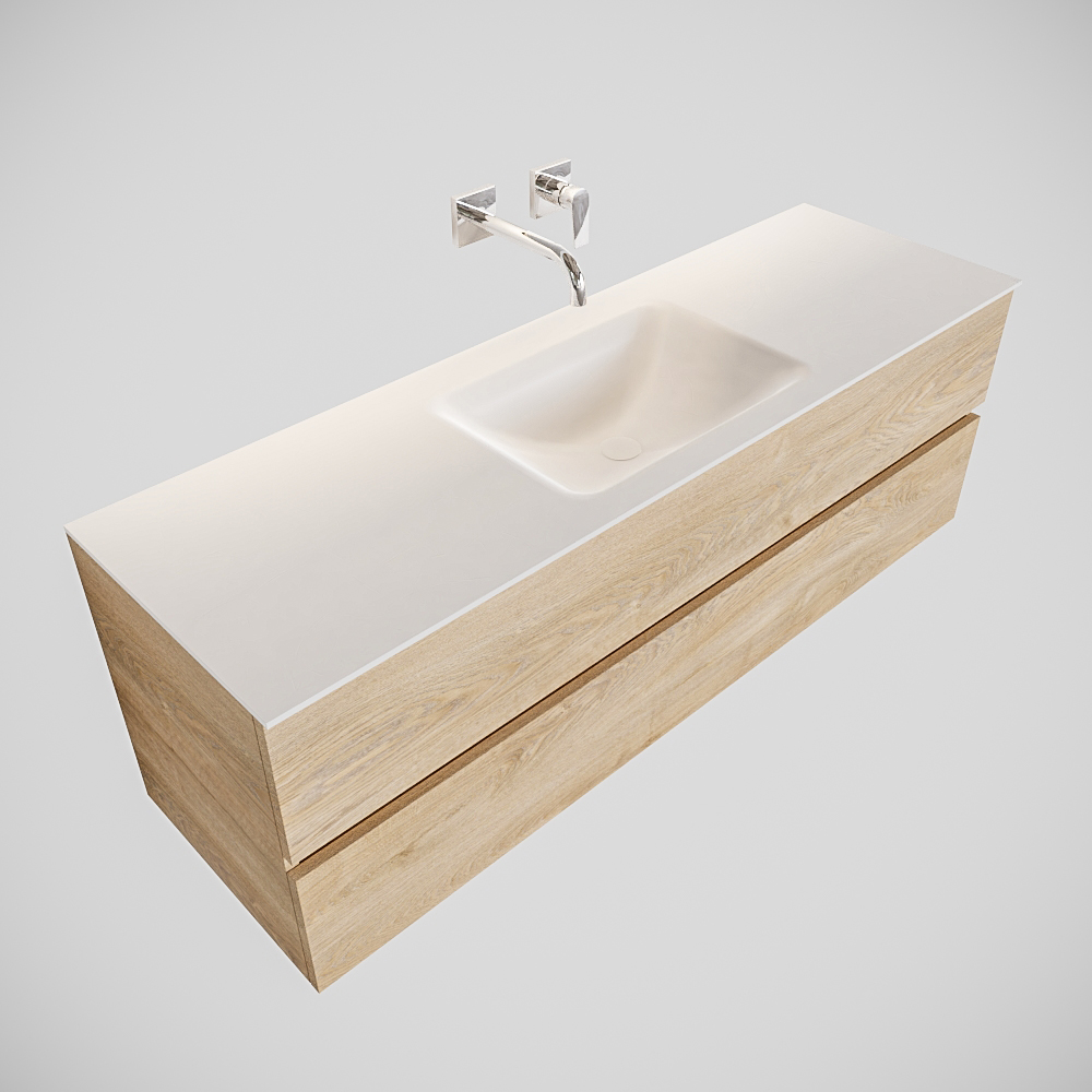 MONDIAZ VICA 150cm mueble de baño Washed Oak 2 cajones lavabo CLOUD Centro sin orificio. 4 MONDIAZ VICA 150cm mueble de baño Washed Oak 2 cajones lavabo CLOUD Centro sin orificio. - Imagen 4