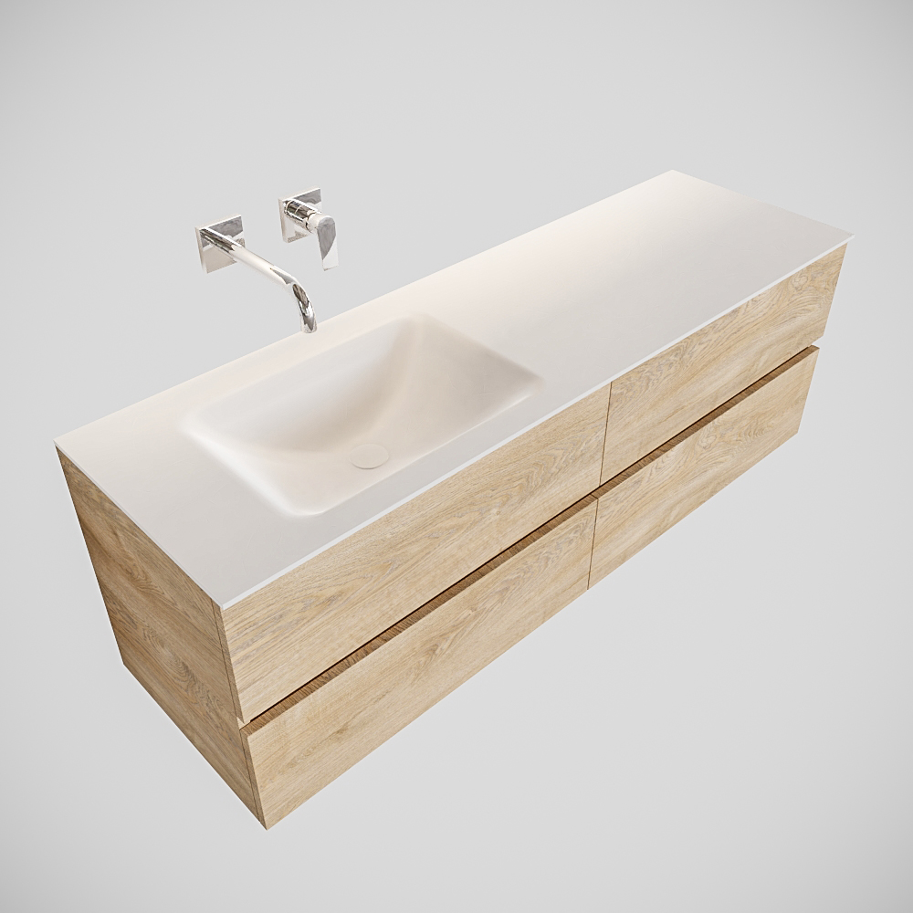 MONDIAZ VICA 150cm mueble de baño Washed Oak 4 cajones lavabo CLOUD Izquierda sin orificio. 4 MONDIAZ VICA 150cm mueble de baño Washed Oak 4 cajones lavabo CLOUD Izquierda sin orificio. - Imagen 4