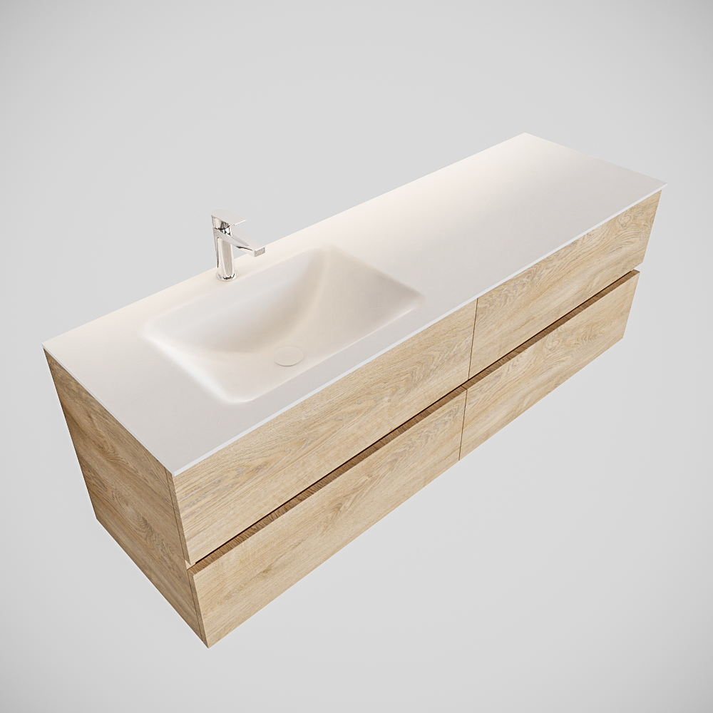 MONDIAZ VICA 150cm mueble de baño Washed Oak 4 cajones lavabo CLOUD Izquierda 1 orificio. 4 MONDIAZ VICA 150cm mueble de baño Washed Oak 4 cajones lavabo CLOUD Izquierda 1 orificio. - Imagen 4