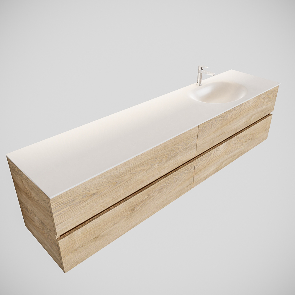 MONDIAZ VICA 200cm mueble de baño Washed Oak 4 cajones lavabo MOON Derecho 1 orificio. 4 MONDIAZ VICA 200cm mueble de baño Washed Oak 4 cajones lavabo MOON Derecho 1 orificio. - Imagen 4