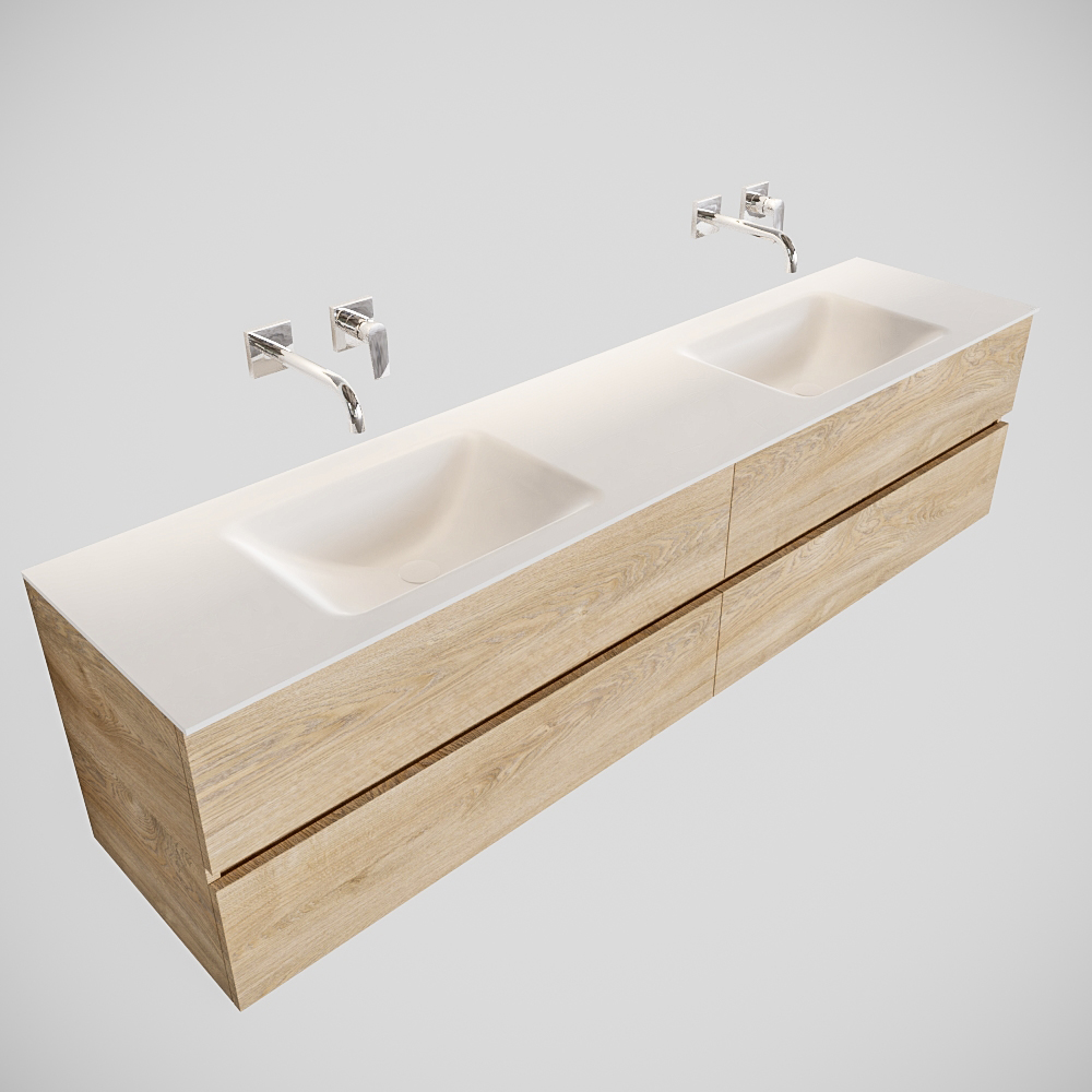 MONDIAZ VICA 200cm mueble de baño Washed Oak 4 cajones lavabo CLOUD Doble sin orificio. 4 MONDIAZ VICA 200cm mueble de baño Washed Oak 4 cajones lavabo CLOUD Doble sin orificio. - Imagen 4