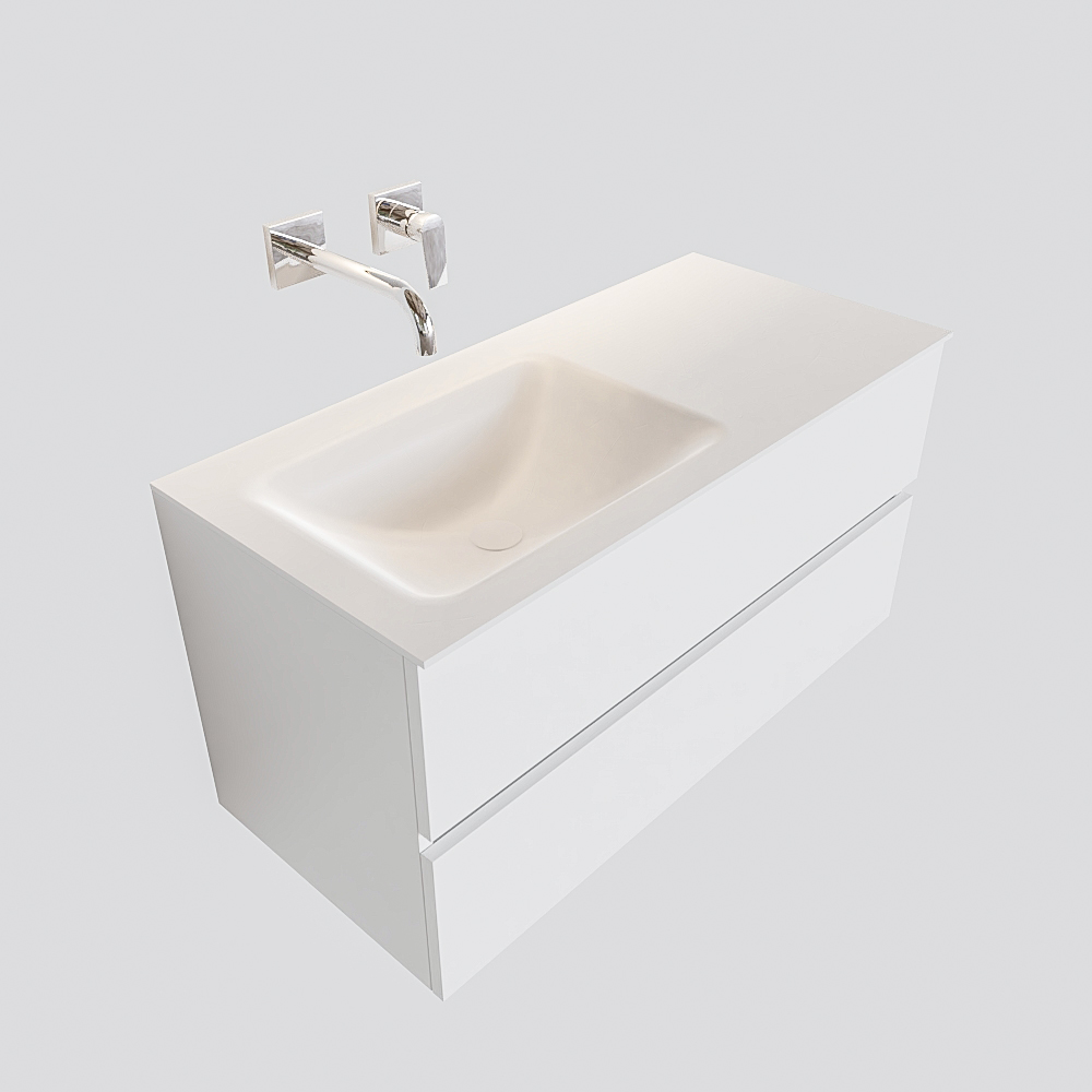 MONDIAZ VICA 100cm mueble de baño Talc 2 cajones lavabo CLOUD Izquierda sin orificio. 4 MONDIAZ VICA 100cm mueble de baño Talc 2 cajones lavabo CLOUD Izquierda sin orificio. - Imagen 4