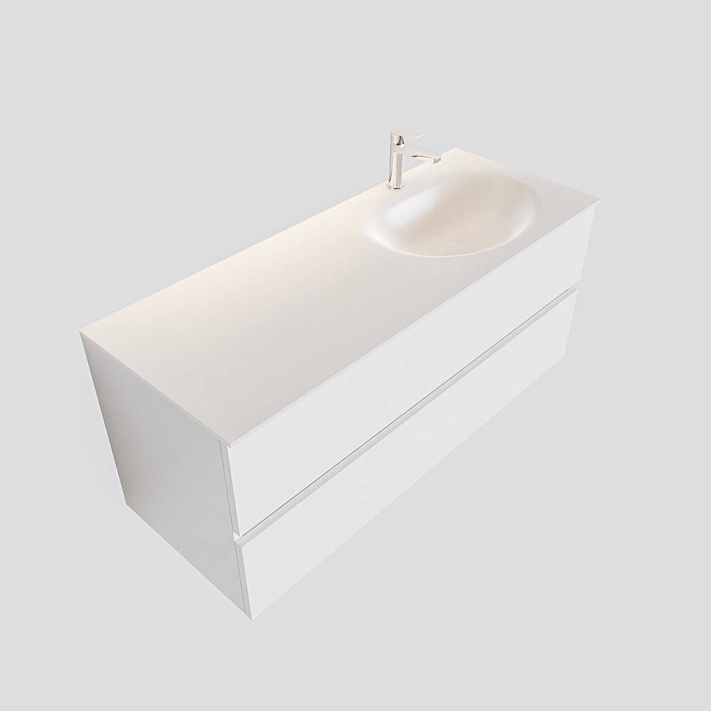 Mueble de baño 120 cm Blanco mate con 2 cajones, lavabo de Solid surface seno derecho con 1 orificio(s) para el grifo. 12 Mueble de baño 120 cm Blanco mate con 2 cajones, lavabo de Solid surface seno derecho con 1 orificio(s) para el grifo. - Imagen 12