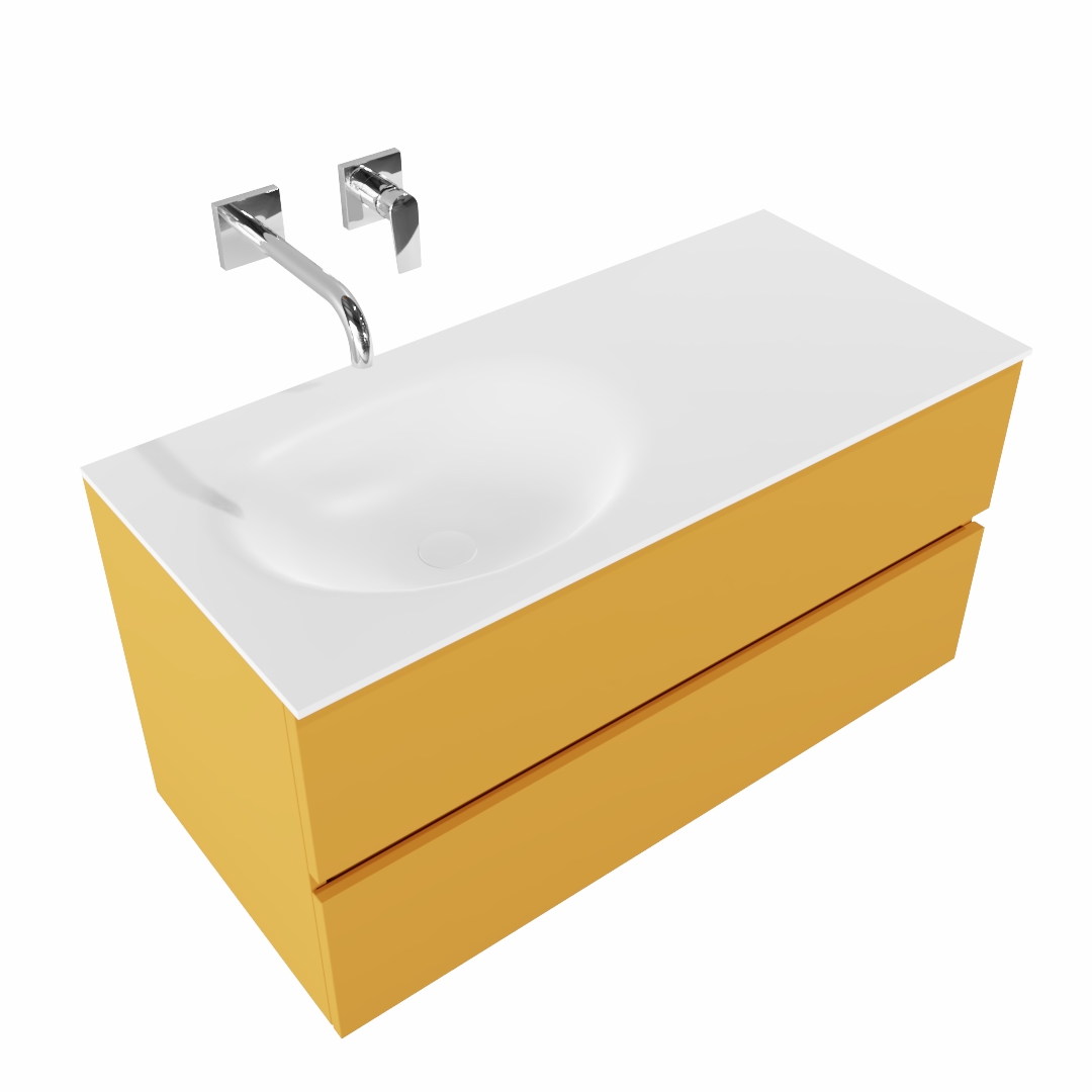 MONDIAZ VICA 100cm mueble de baño Ocher 2 cajones lavabo MOON Izquierda sin orificio. 4 MONDIAZ VICA 100cm mueble de baño Ocher 2 cajones lavabo MOON Izquierda sin orificio. - Imagen 4