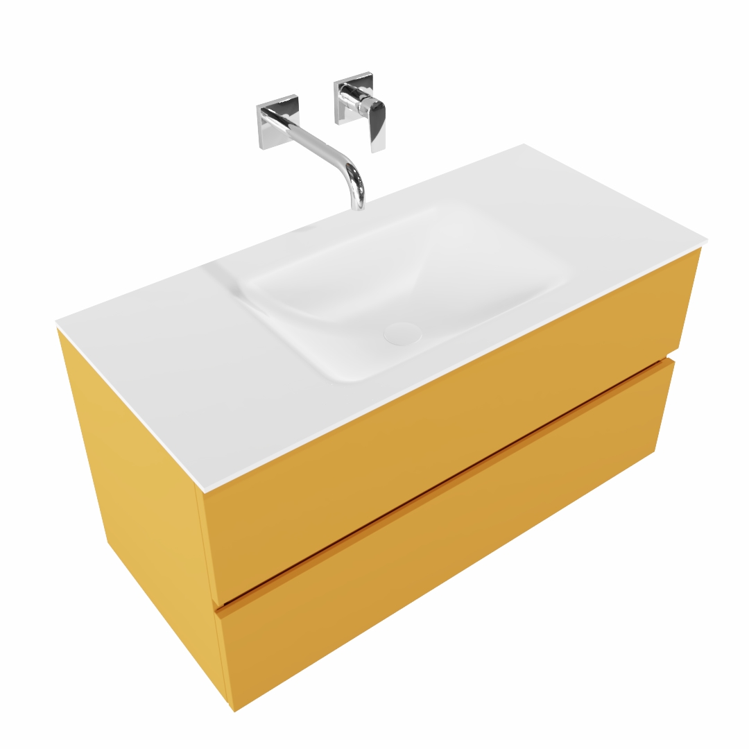 MONDIAZ VICA 100cm mueble de baño Ocher 2 cajones lavabo CLOUD Centro sin orificio. 4 MONDIAZ VICA 100cm mueble de baño Ocher 2 cajones lavabo CLOUD Centro sin orificio. - Imagen 4