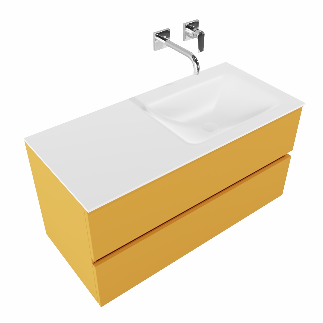 MONDIAZ VICA 100cm mueble de baño Ocher 2 cajones lavabo CLOUD Derecho sin orificio. 4 MONDIAZ VICA 100cm mueble de baño Ocher 2 cajones lavabo CLOUD Derecho sin orificio. - Imagen 4