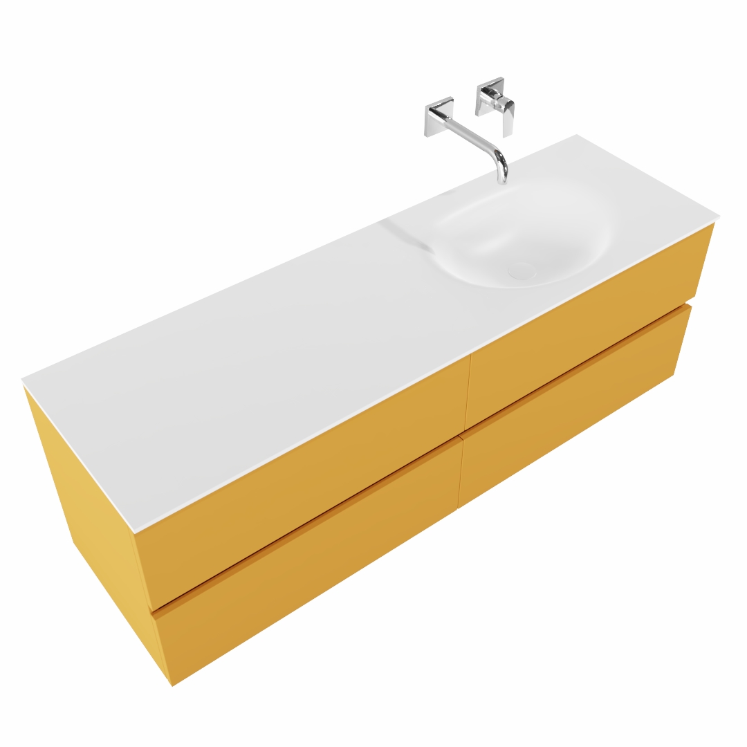 MONDIAZ VICA 150cm mueble de baño Ocher 4 cajones lavabo MOON Derecho sin orificio. 4 MONDIAZ VICA 150cm mueble de baño Ocher 4 cajones lavabo MOON Derecho sin orificio. - Imagen 4