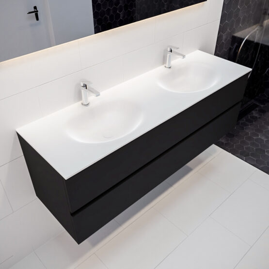 MONDIAZ VICA 150cm mueble de baño Urban 2 cajones lavabo MOON Doble 2 orificios.