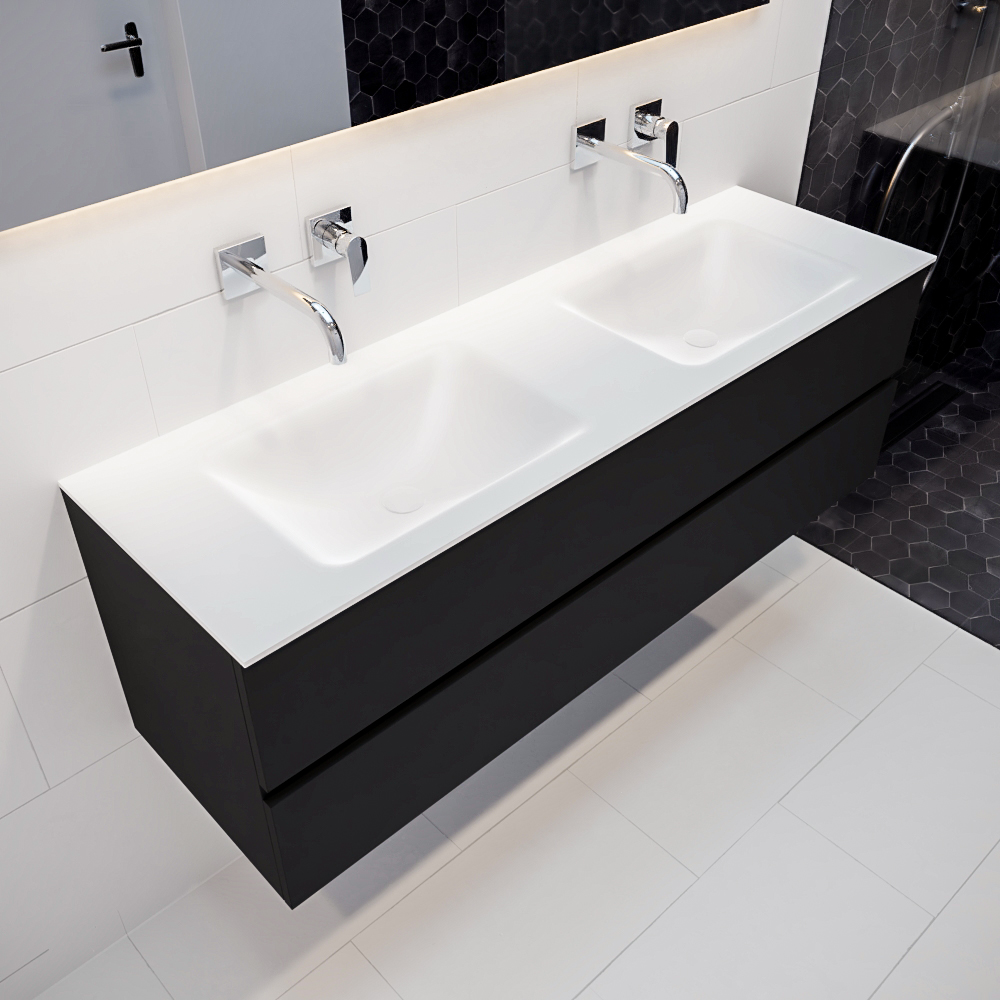MONDIAZ VICA 150cm mueble de baño Urban 2 cajones lavabo CLOUD Doble sin orificio. 1 MONDIAZ VICA 150cm mueble de baño Urban 2 cajones lavabo CLOUD Doble sin orificio.
