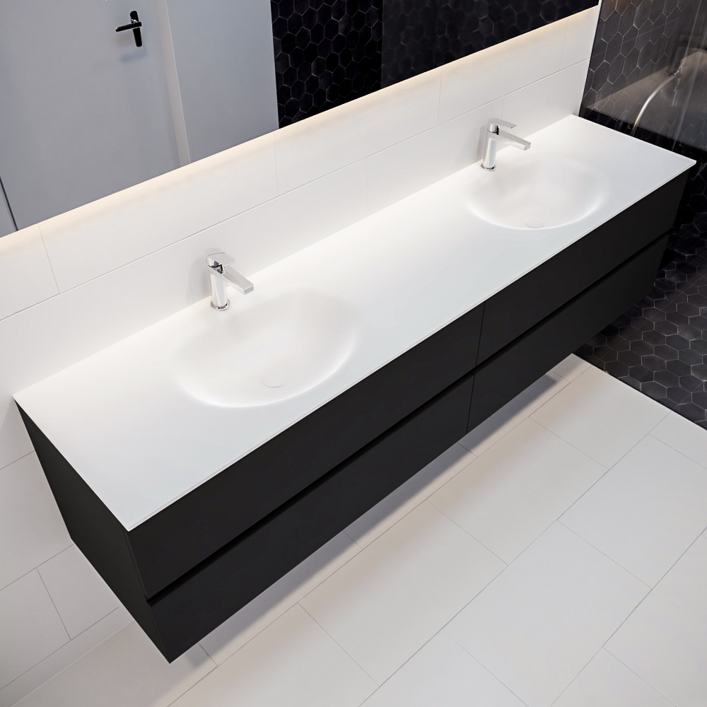 MONDIAZ VICA 200cm mueble de baño Urban 4 cajones lavabo MOON Doble 2 orificios. 1 MONDIAZ VICA 200cm mueble de baño Urban 4 cajones lavabo MOON Doble 2 orificios.