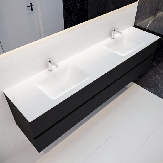 MONDIAZ VICA 200cm mueble de baño Urban 4 cajones lavabo CLOUD Doble 2 orificios.
